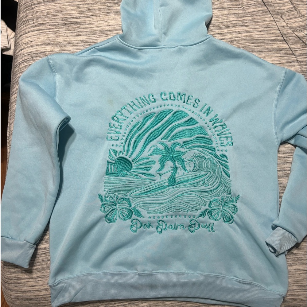 Pink palm puff XL hoodie